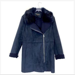 Donna Karan Faux Fur Shearling Coat